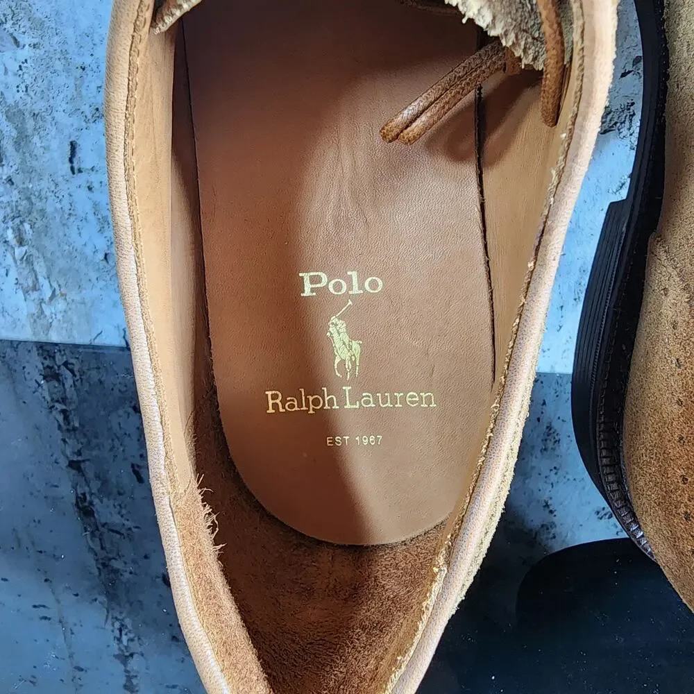 MSRP $198 Polo Ralph Lauren Asher Wingtip Men's Size 9 Suede Vibram Shoes